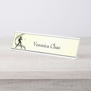 Porte-nom Pour Bureau Jazz Dance Musique jaune