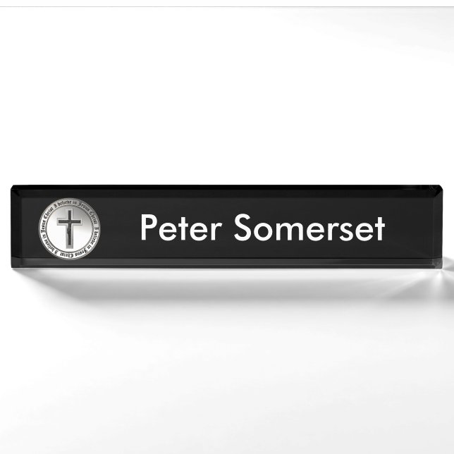 Porte-nom Pour Bureau Je crois en Jésus-Christ (Devant)