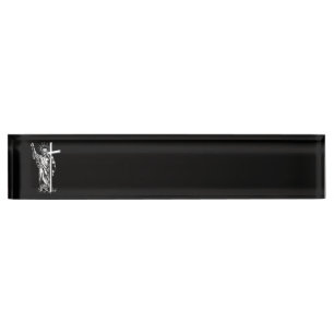 Porte-nom Pour Bureau Jésus Christ et une croix