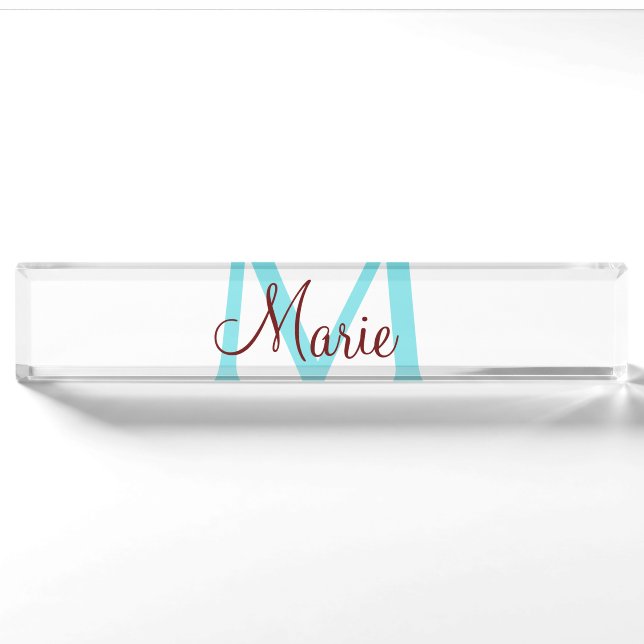 Porte-nom Pour Bureau jeté simple minimal ajouter nom monogramme rose ro (Devant)