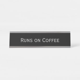 Porte-nom Pour Bureau Jeu amusant d'argent noir 'tourne sur le café'