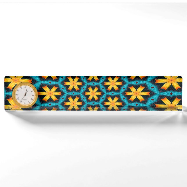 Porte-nom Pour Bureau Joli Motif de fleurs Abstraites (Devant)