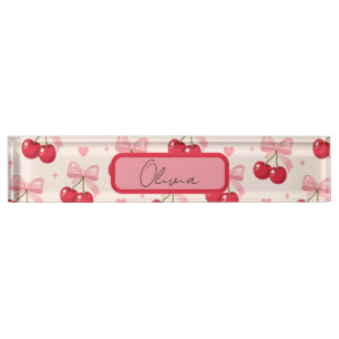 Porte-nom Pour Bureau Joli nœud rose Cerise Coquette Rentrée scolaire 20