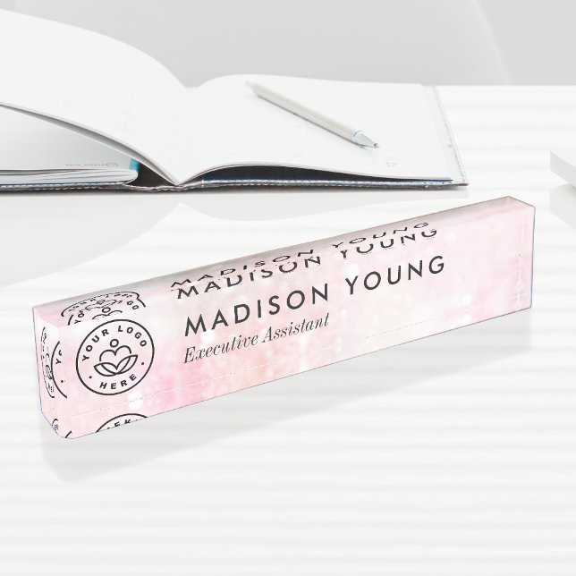 Porte-nom Pour Bureau Jolie Parties scintillant rose Fille Glamour (Créateur téléchargé)