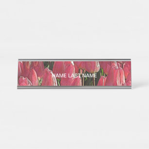 Porte-nom Pour Bureau Jolie tulipe rose