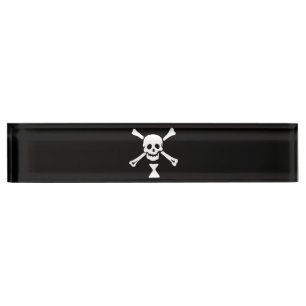 Porte-nom Pour Bureau Jolly roger Drapeau Emanuel Wynne Pirate