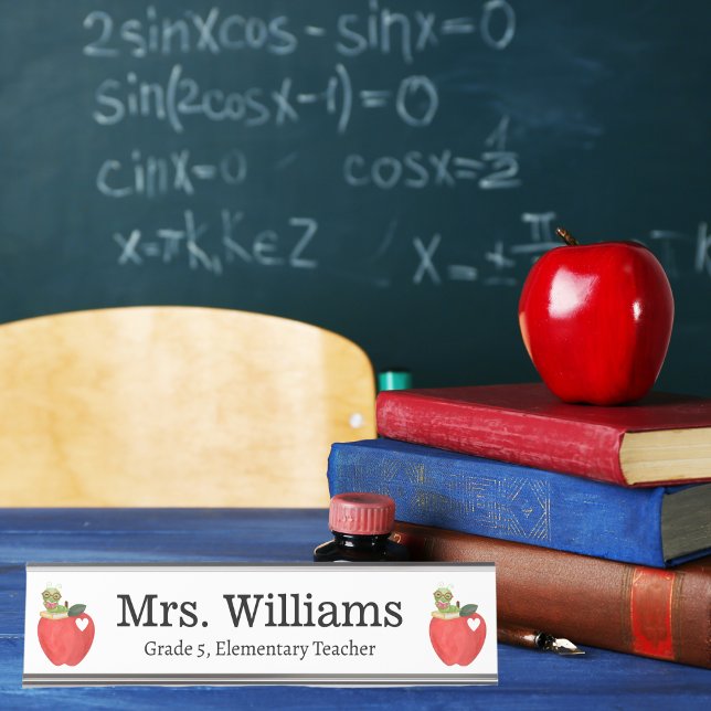 Porte-nom Pour Bureau Jour d'appréciation de l'enseignant, jolie pomme r (Créateur téléchargé)