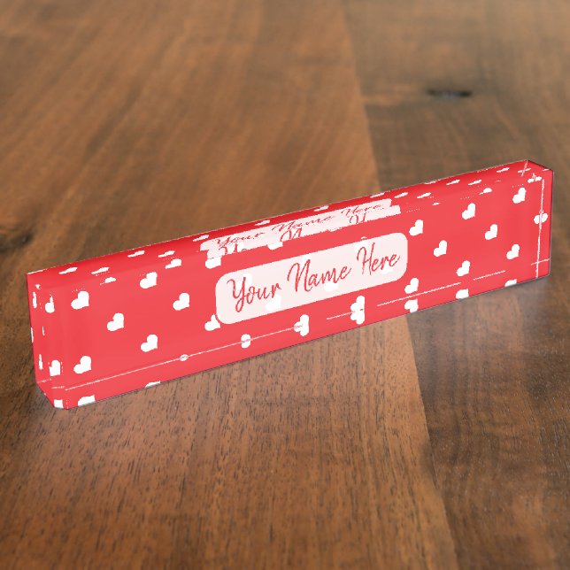 Porte-nom Pour Bureau Joyeuse Saint-Valentin Moderne Motif d'Amour (Taille)