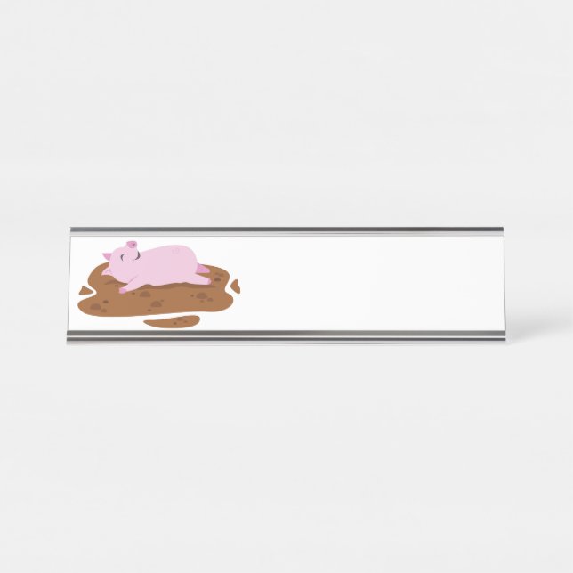 Porte-nom Pour Bureau Joyeux cochon (Devant)