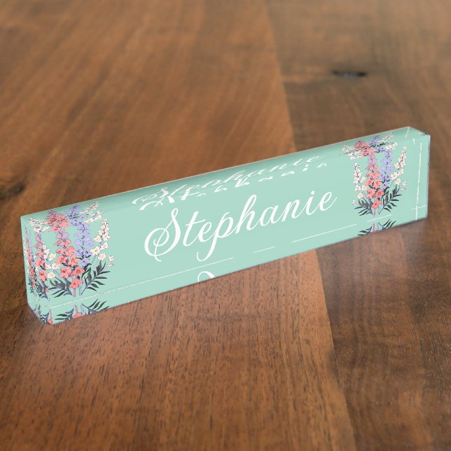 Porte-nom Pour Bureau July Birth Flower Personalized Name  (Taille)