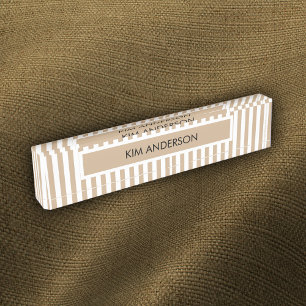 Porte-nom Pour Bureau Khaki White Stripe
