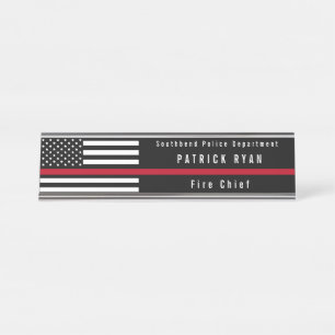 Porte-nom Pour Bureau La ligne rouge mince drapeau de sapeur-pompier
