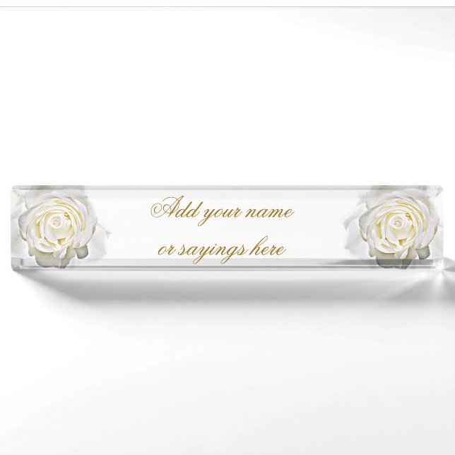 Porte-nom Pour Bureau La Rose blanche_ (Devant)
