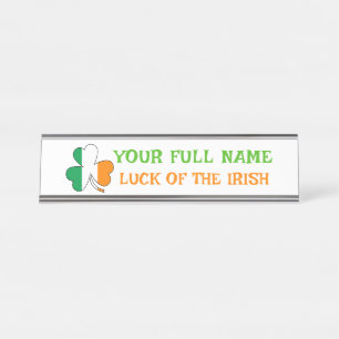Porte-nom Pour Bureau La Saint-Patrick Drapeau Irlande Trèfle Nom Person