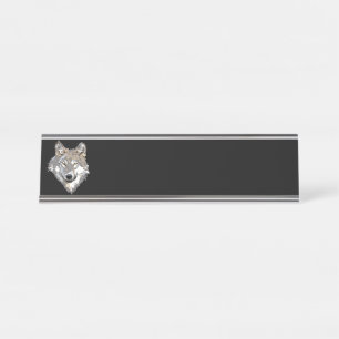Porte-nom Pour Bureau La tête du loup