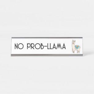 Porte-nom Pour Bureau lama alpaga de dessin animé souriant et heureux