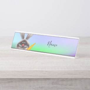 Porte-nom Pour Bureau Lapin avec carotte