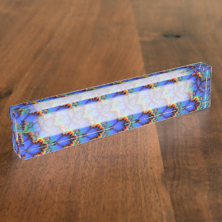 Porte-nom Pour Bureau L'arc-en-ciel électrique ondule le motif d'art de