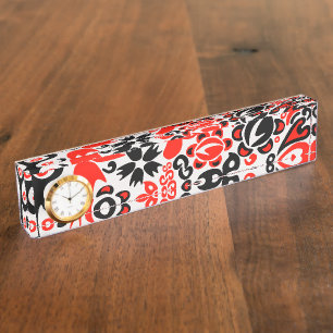 Porte-nom Pour Bureau L'art populaire ukrainien motif floral abstact