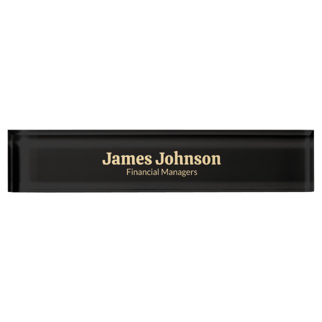 Porte-nom Pour Bureau Lavender Black Retro Bold Serif Desk Name Plate (Devant)