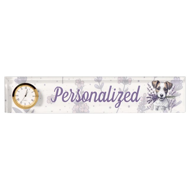 Porte-nom Pour Bureau Lavender Terrier Love (Devant)