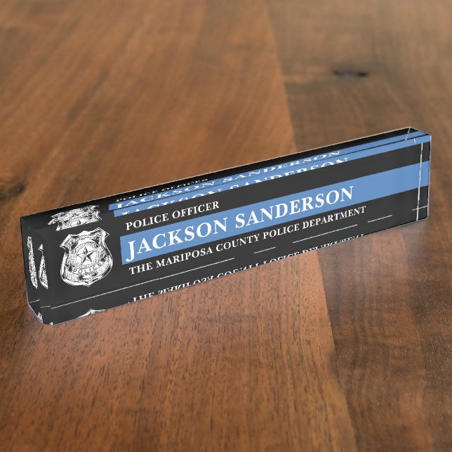 Porte-nom Pour Bureau Law Enforcement Thin Blue Line Police Department (Taille)