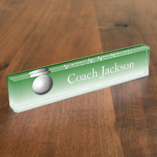 Porte-nom Pour Bureau Le blanc de vert de boule de golf se fanent plaque