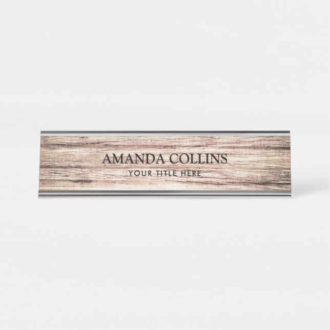 Porte-nom Pour Bureau Le bois de la grange rustique (Devant)