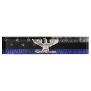 Porte-nom Pour Bureau Le colonel Thin Blue Line Distresse