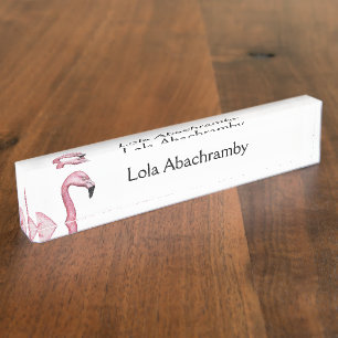 Porte-nom Pour Bureau Le Flamant rose