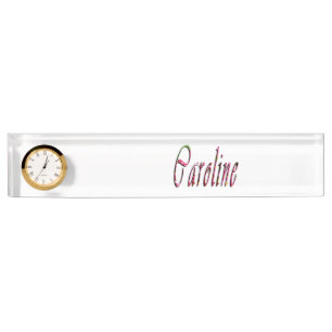 Porte-nom Pour Bureau Le logo Floral Caroline Name,