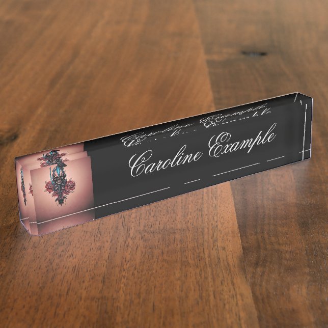 Porte-nom Pour Bureau Le monde sombre et mystérieux du crâne gothique (Taille)