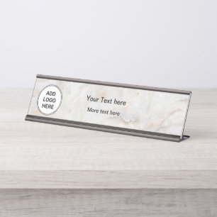 Porte-nom Pour Bureau Le regard de marbre chic ajoutent votre logo