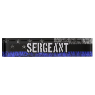 Porte-nom Pour Bureau Le sergent Thin Blue Line Distresse