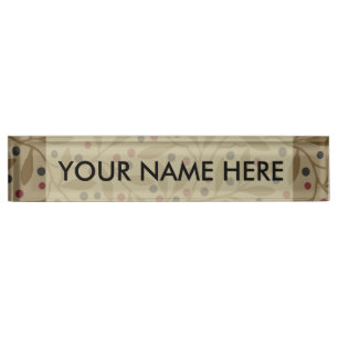 Porte-nom Pour Bureau Leaf Berry Classique Colorful Art Motif