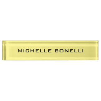 Porte-nom Pour Bureau Léger Jaune Minimaliste Plat Lisible Moderne