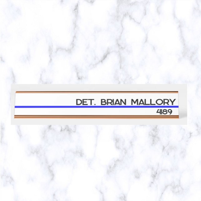 Porte-nom Pour Bureau Léger Ligne Bleue Modifiable Police Application (Créateur téléchargé)