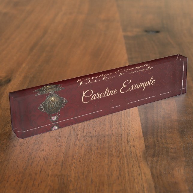 Porte-nom Pour Bureau L'Emblème de l'Amour. (Taille)