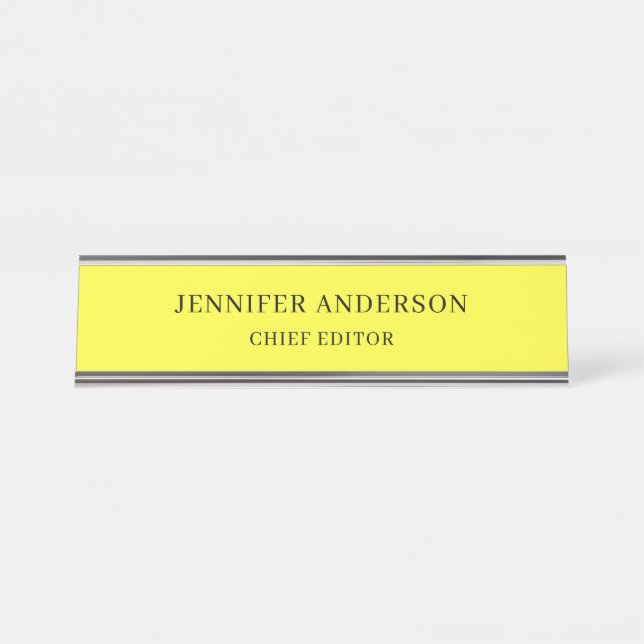 Porte-nom Pour Bureau Lemon Yellow Professional Modern Plain Minimalist (Devant)