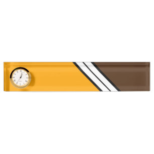 Porte-nom Pour Bureau les années 70 Jaune Brown Noir Blancs Écart