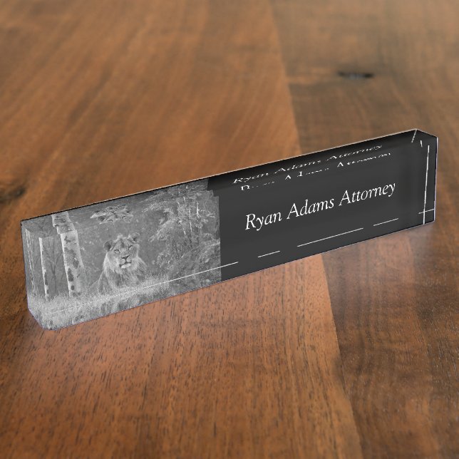 Porte-nom Pour Bureau Les attentes de lion (Taille)