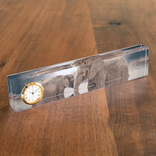 Porte-nom Pour Bureau Les éléphants (Taille)