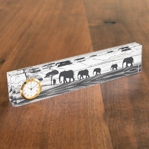 Porte-nom Pour Bureau Les éléphants d'Afrique