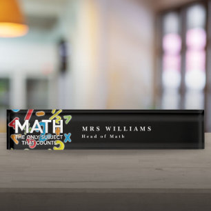 PORTE-NOM POUR BUREAU LES MATHS LA SEULE MATIÈRE QUI COMPTE