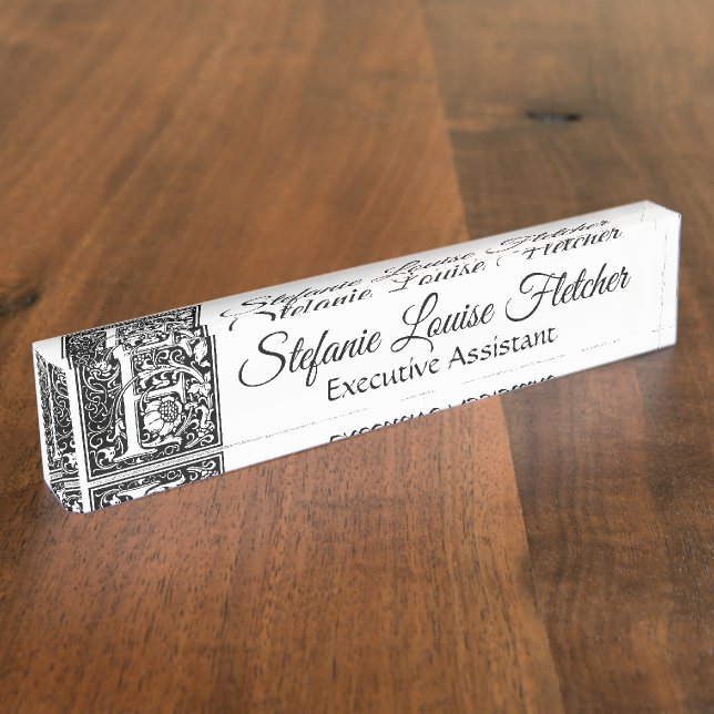 Porte-nom Pour Bureau Lettre vintage "F" (Taille)