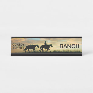 PORTE-NOM POUR BUREAU LEVER DE SOLEIL DE COWBOY