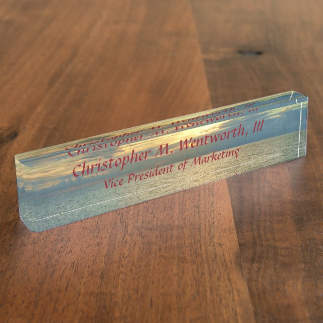 Porte-nom Pour Bureau Lever de soleil marin personnalisé (Taille)