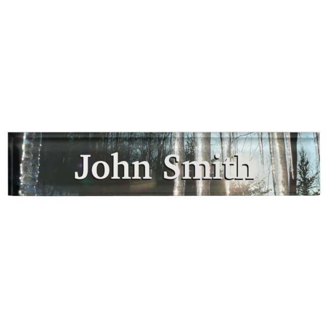 Porte-nom Pour Bureau Lever du soleil à travers Icicles hiver Photograph (Devant)