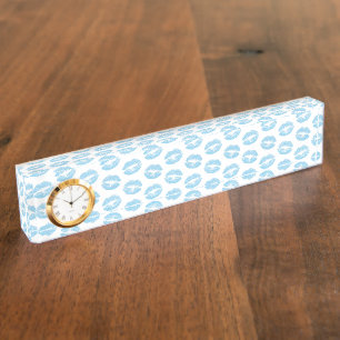 Porte-nom Pour Bureau Lèvres Bleues, Motif De Lèvres, Bleu, Baiser