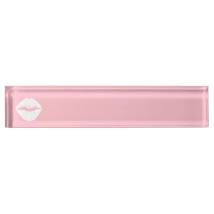 Porte-nom Pour Bureau Lèvres roses et blanches